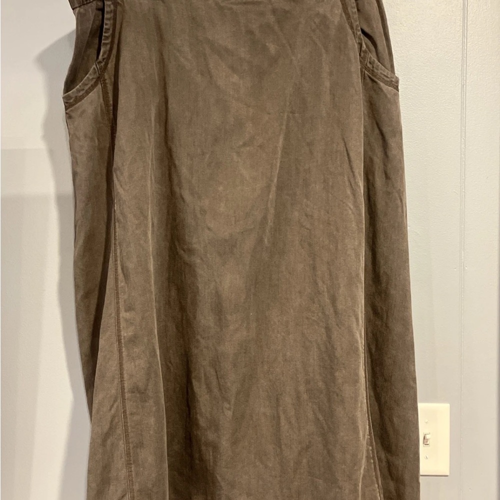 J Jill XL Long Skirt Brown Zip Up Back Modest Maxi Pockets